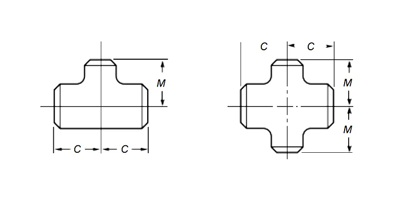 ASME B16.9 Тройник Сталь Переходной и Крестовина Таблица Размеров